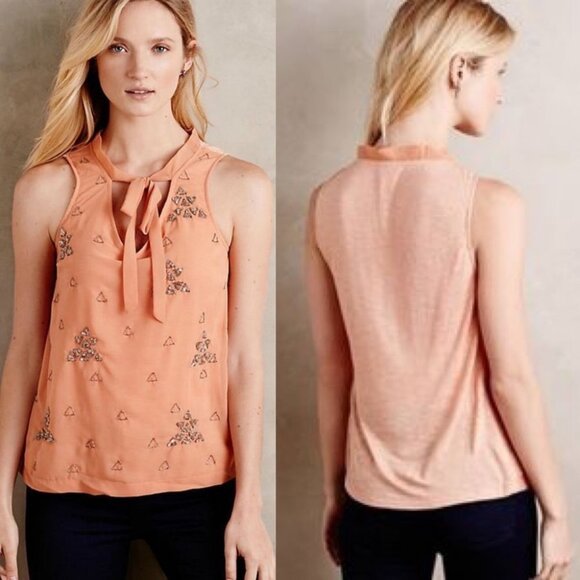 NWT Anthropologie Akemi + Kin Devon Beaded Tank Orange Size XS New Tags Boho Top - Picture 1 of 13